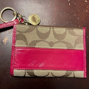 Vintage Coach Key Chair Holder Wallet. Brown and Pink,